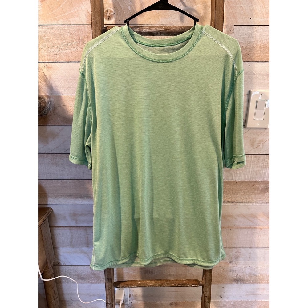 Tommy Bahama Mens Light Green Heather Short Sleeve Slub Knit T-Shirt Large